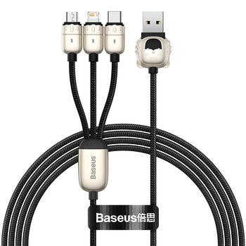 Baseus Cable Year of the Tiger 3 in 1 - USB to Type C, Lightning, Micro USB - 3,5A 1,2 metres (CASX010001) black Baseus Cable Year of the Tiger 3 in 1 - USB to Type C, Lightning, Micro USB - 3,5A 1,2 metres (CASX010001) black